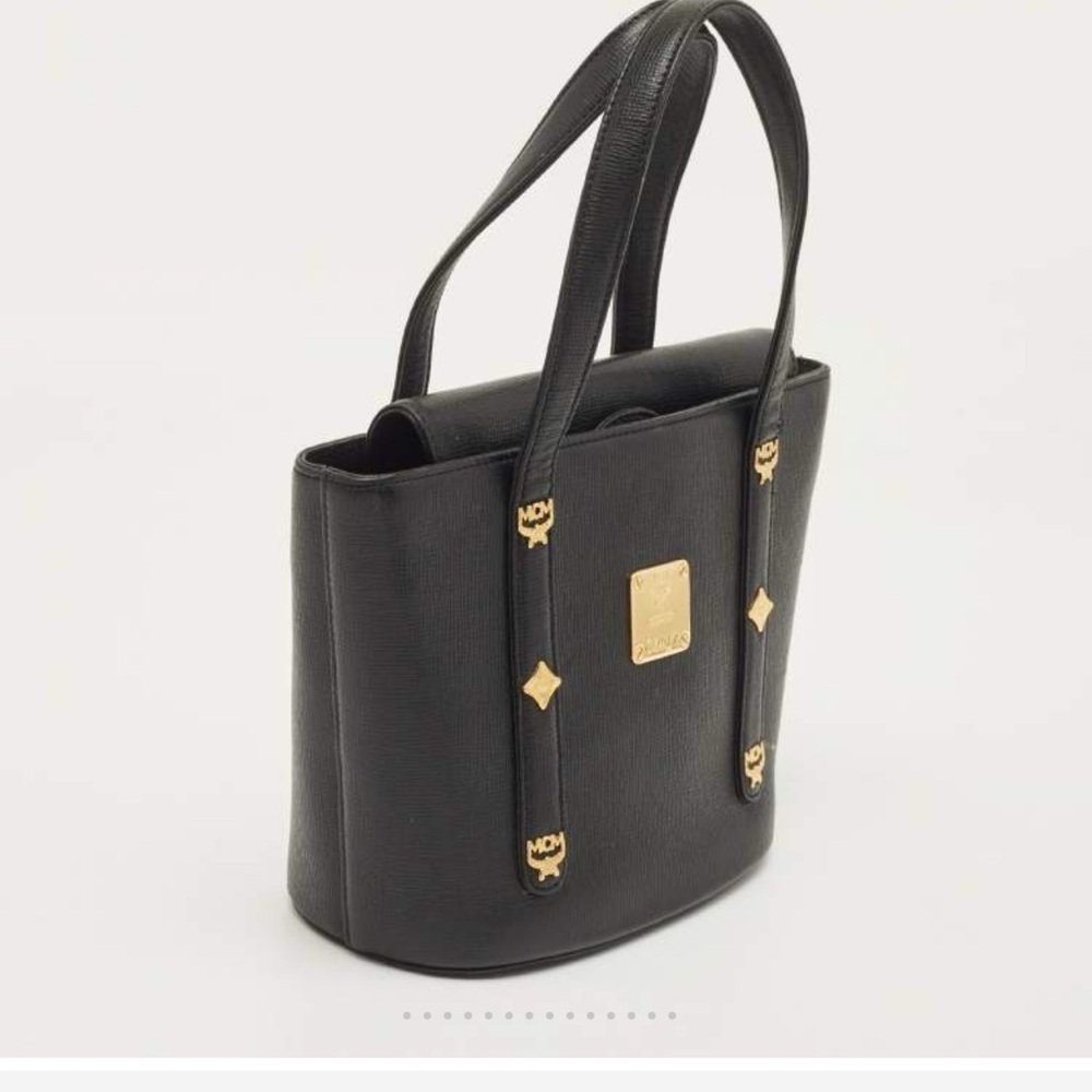 Authentic MCM Black Tote with Gold Accents - Picture 12 of 14